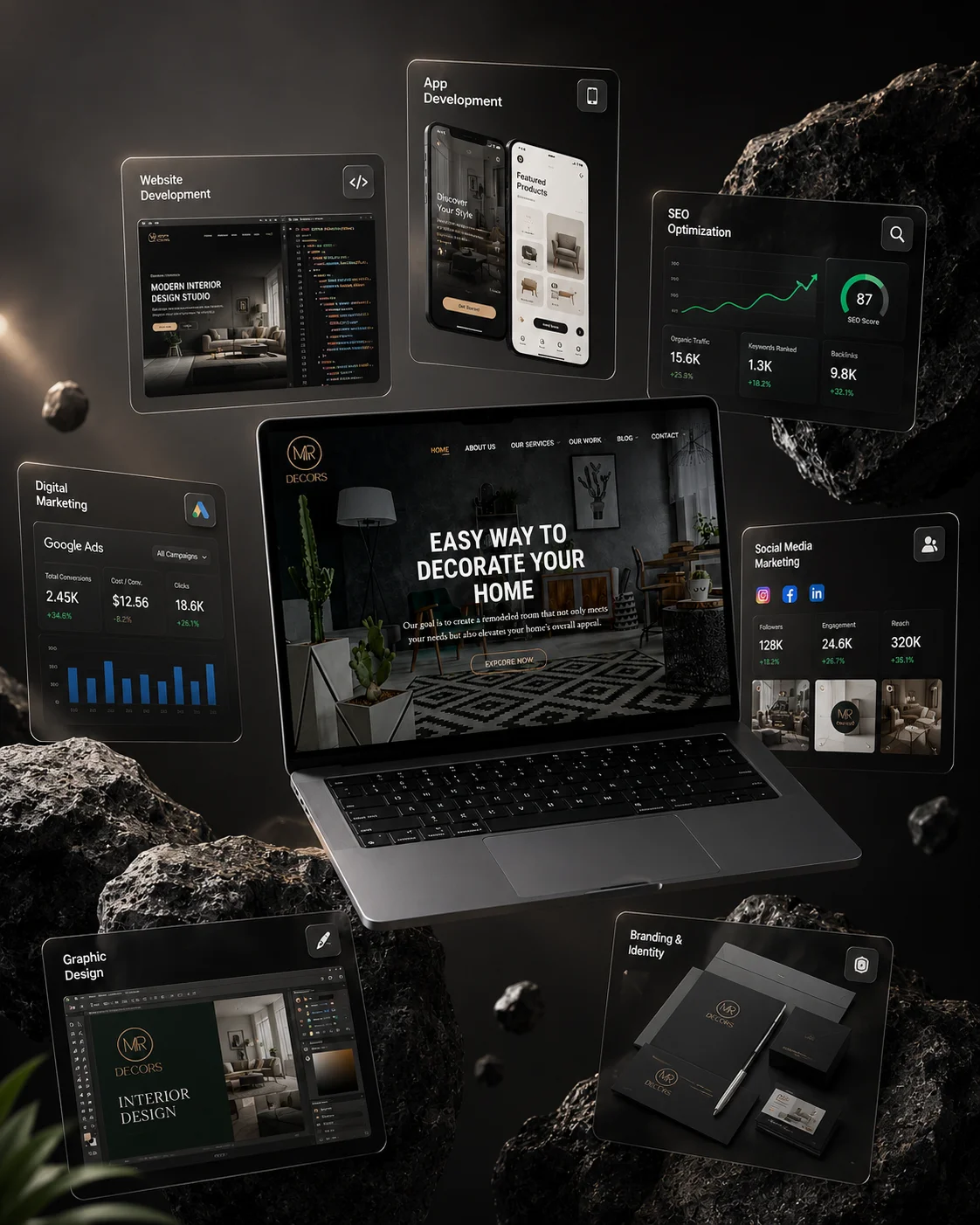 Digital marketing agency workspace